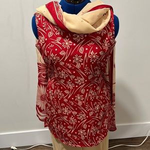 Red & cream salmar kameez with scarf